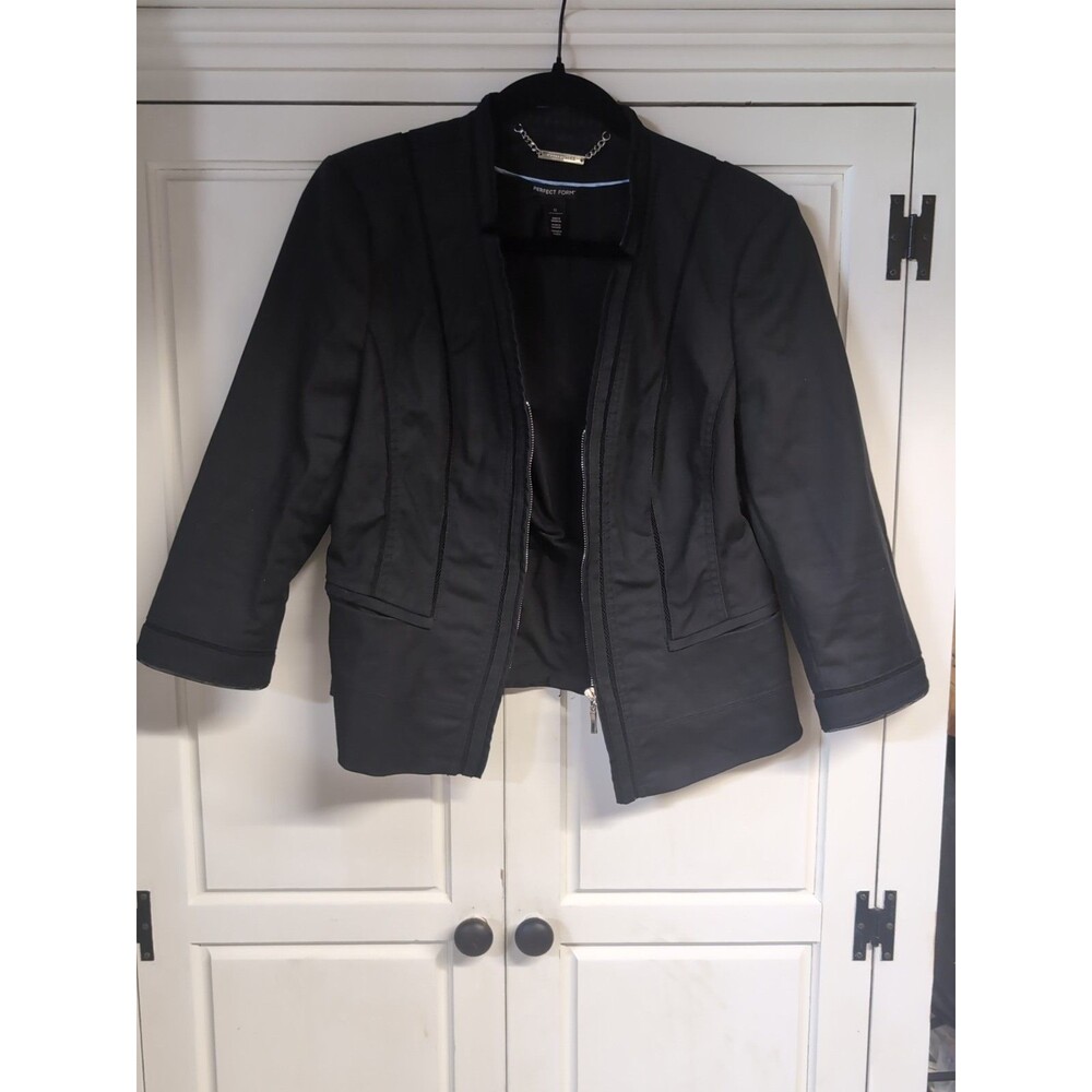 White House/Black Market Perfect Form Zip Blazer Jacket Size 12 EUC
